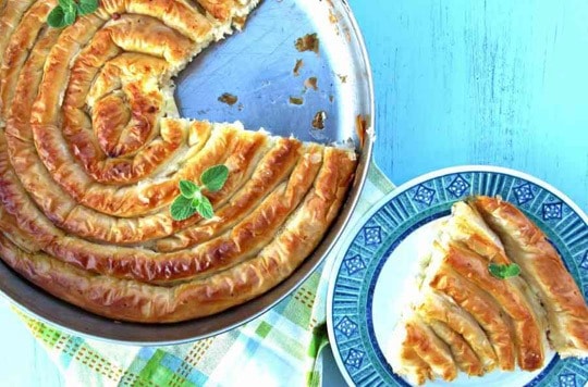 Golden phyllo pastry pie